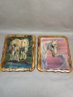Vtg Unicorn Wall Art Fantasy Decoupaged Wood Lot Of Two Sue Dawe
