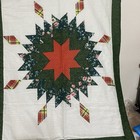 Merry Christmas 4 Star Quilted Throw 50   x60    Red Green White Cotton