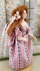 Dollhouse Miniature Artisan Porcelain Jointed Lady Doll Pink Floral Gown 5 3 4 t