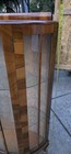Antique Curved Glass Wood Display Cabinet W  Glass Shelves  Hinged Door 31 
