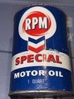 Rpm Special Motor Oil Vintage 1 Quart Metal Can  Blue white red 1956