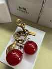 Coach Cherry Bag Charm Keychain Glitter Resin And Metal Brass red Apple Nib