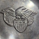 Vtg Italy Duratale  Pewter Eagle Shield Bird Stars Ashtray 6 5  Leonard Decor