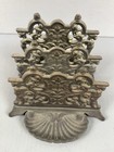 Vintage Ornate Baroque rococo Style Shell Brass Letter Rack Holder Trinket Dish