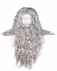 Wizard Wig Costume With Beard Included - One Size Fits All - Grey Color With    