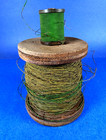Vtg Lot 2 Cloth Covered Magnet Copper Wire Wood Spool Tube Radio Early Telephone