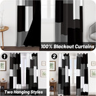 Blackout Curtains 84 Inch Long 2 Panels Gray Geometric Window Drapes Sets Modern