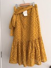 Country Road Gold Broderie Anglaise Ruffle Wrap Midi Skirt Size 4