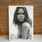 Original Charcoal Drawing   Girl Portrait  Minimalist Black And White Art