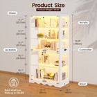 5-tier Glass Display Cabinet With Adjustable Shelf   Led Lights For Collectibles
