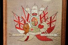 Fascinating England Antique Hand-embroidered Royal Naval Crest Gilt Thread Silk
