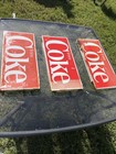 Lot Of 3 Vintage Metal Enjoy Coca-cola Sign Panel   22   x 10     