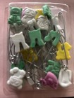 Vtg Yours Animal Safety Pins Baby Shower Or Nursery Decor 24 Pcs Sealed Pkg