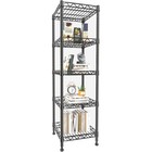 5 Tier Adjustable Metal Shelf Rack Storage Organizer Easy Assembly Narrow Space