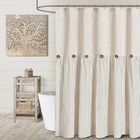  Linen Button Farmhouse Beige Shower Curtain linen And Cotton 72 w X 72 l Brown