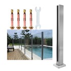 23 6in Glass Panel End Post With Spigot Slots   Sturdy Base For Deck Railing