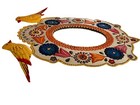 Tin Mirror With Birds  Hand Painted Frame  Mexican Punched Tin  Oval Mirror 13 