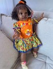 22inch Dark Skin Girl Reborn Baby Doll Rooted Hair African Toddler Finished Gift