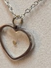 Stainless Steel Mustard Seed Heart Silver Flat Plate Necklace Real Mustard 