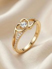 Womens Heart Promise Ring Cz Engagement Wedding Band Gold Silver Jewelry