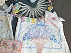 3  Lbs Cutter Vintage Lace Embroidery Runners Tatting Hankies Trim 50  Pieces