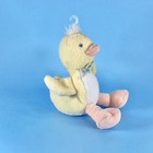 Vintage Eden 5    Duck Plush Stuffed Animal Yellow White Green Bow Rattles