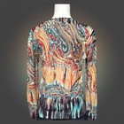 Womens Multicolor Paisley V-neck Long Sleeve Top With Beaded Accents Medium