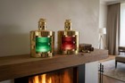 Brass Ship Lantern Table Lamp With Red   Green Glass  Nautical Marine Light