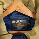 True Vintage Sears Western Wear Puffer Vest Men   s Large Blue Yellow Snap Usa 70s