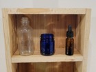 New Rustic Wood Medicine Cabinet Replica W  3 Shelves   9 Real Vintage Bottles