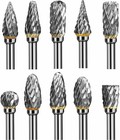 10pcs Tungsten Carbide Rotary Drill Bits 1 8  Shank Burr Die Grinder Carving Set