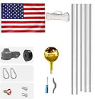 20 Ft Flag Pole Kit Sectional Aluminum Flagpole W  3x5  Us Flag Gold Ball Kit