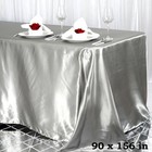 Silver 90x156  Rectangle Satin Tablecloth Light Gray Home Banquet Linens Home