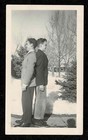 Whos Taller  2 Young Men Suits Back 2 Back Sidewalk Old vintage Photo- Aa57