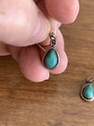 Vintage Southwest Sterling Silver Turquoise Tear Drop Pierced Earrings