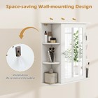 New Bathroom Wall Cabinet Mirror Door Open Shelves Toilet Storage Organizer Whit