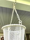 2 Vintage Hanging Basket Flower Pot Planters Garden Metal Shabby Chic Cone White