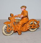 Antique Hubley Civilian Motorcycle Cast Iron Toy     Harley Davidson