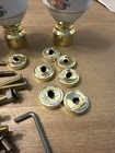 Vintage Porcelain   Brass Antique Floral Bed Post Handles Lot Of 4 Antique Knobs