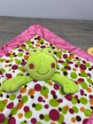 Mary Meyer Baby Frog Lovey Security Blanket Green Hot Pink Dots Satin Teether