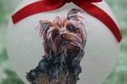 D729 Hand-made Christmas Ornament Dog - Yorkshire Terrier Yorkie - Sitting Tilt