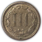 1872 Circulated Proof Three Cent Nickel Almost Uncirculated Au Coin  21496