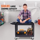 Utility Service Cart 2 Shelf 550lbs 360   Swivel Wheels  2 With Brakes 