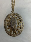 Vintage Zodiac Horoscope Necklace Oversize Oval Heavy