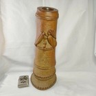 Bamboo Shape Pottery Vase 11 4 Inch Meiji Era Old Antique Japanese Figurine Art