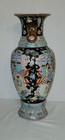 Large 18  Vintage Chinese Famille Noire Vase Porcelain Court Scene Gold Foo Dog