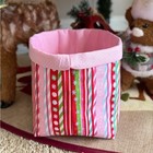 Pink Christmas Basket Handmade Holiday Fabric Storage Bin Christmas Gift Basket