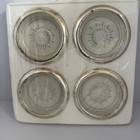 Vintage 1980 Leonard Silverplate Crystal Glass Coasters Set Of 4 New I Box Italy
