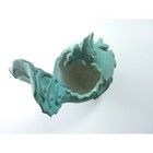 Vintage Signed Studio Pottery Blue Ceramic Rooster Chicken Planter Pot 8 5 