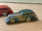 Vintage Antique Pair Louis Marx Toys Tin Litho Wind Up Tricky Taxi Cars Untested